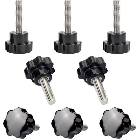 8PCS Boutons de Serrage en Forme D'étoile, M6 X 40mm Vis à Tête Moletée, Bouton à Main Ecrou de Serrage Fileté Boulon Etoile, Boutons de Serrage de Filetage avec Poignée, pour Machine, équipement (1/5)