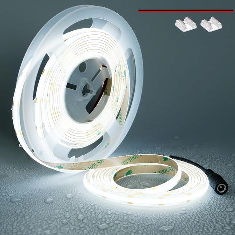 LED Strip COB 12V IP65 Waterproof 5M Cold White 6000K Outdoor CRI 92+, 480LEDs/M High Density, Width 8 mm, Self-Adhesive, Cuttable, Flexibility LED Strip for Kitchen, TV, Bedroom (1/5)