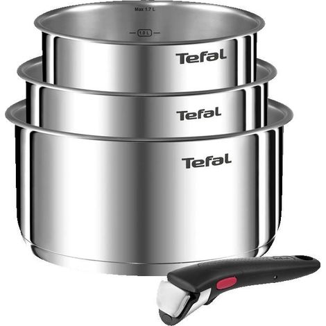 Tefal Ingenio Emotion, 4-teiliges Set, Töpfe, abnehmbare Griffe, Edelstahl, stapelbar, L896S404