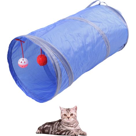 1 tunnel pour chat, lapin et furet, polyester résistant, pliable, pour animaux de moins de 9 kg, jeu interactif intérieur/extérieur (1/5)