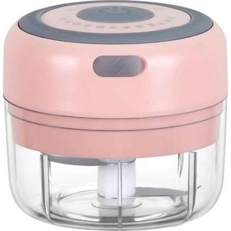 Mini broyeur électrique sans fil,hachoir,mélangeur de fruits et légumes,gadgets de cuisine,USB aste,100ml- Rose[E75277]