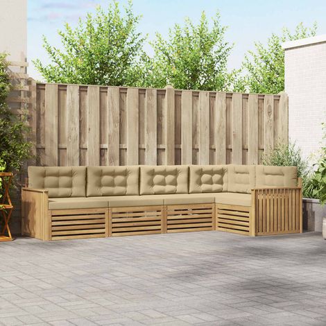 Teenpull – Outdoor-Sofagarnitur 5 Stk. Weiß und Beige Polyester (1/5)
