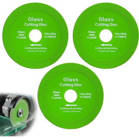 3pcs Disque Coupe Verre, Disque Diamant 115 x 22.23 Carrelage, ouverture de 22.23 mm, Disques de Coupe Diamantés Pour Meuleuse D'angle, Carreaux de Céramique, Marbre, Jade, Outil de Polissage (1/5)