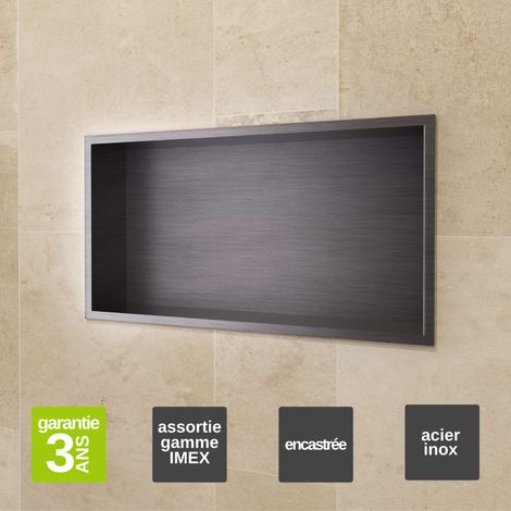 Niche de Douche Mural 63 x 33 cm - Rangement Salle de Bain en finition Noir Métal - PACIFIC