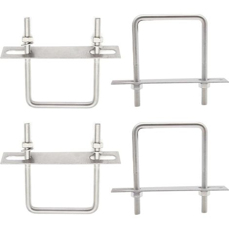 Lot de 4 Étriers en U M8 - Acier Inoxydable 304 - Fixation Robuste Tuyaux et Véhicules - Usage Extérieur et Industriel - 75x110 mm Argenté (1/5)
