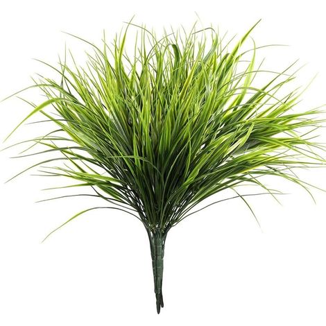 6 Pcs Arbustes en Plastique Artificiels 37cm Verts Plantes Artificielles Faux Herbe de Blé Plantes pour Le Jardin Extérieur de La Table Principale de La Cuisine de Bureau Décor (1/5)