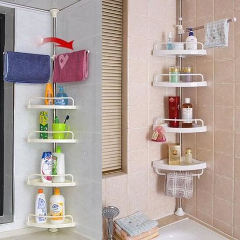 Étagère d\'angle en acier inoxydable extensible multifonctionnelle - ZJCHAO - Blanc - 4 étages (1/4)
