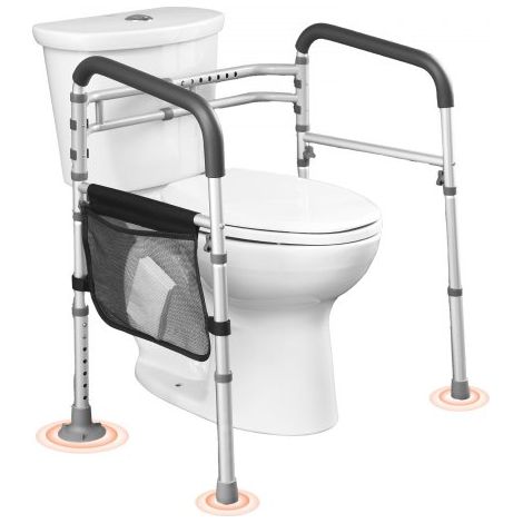 Cadre Toilette Sécurisé Pliable Barre d'Appui pour WC avec (1/5)