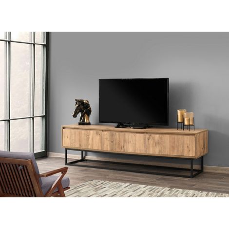 TV-Möbel Tilsim Schwarzkiefernholz Melamin 180x50x40 cm