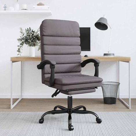 vidaXL Silla de oficina reclinable masaje cuero sintético gris (1/5)