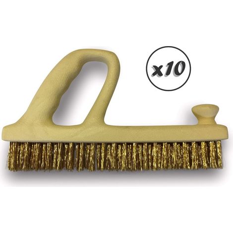 Brosse métallique Forme Rabot - Lot de 10 - Acier laitonné souple