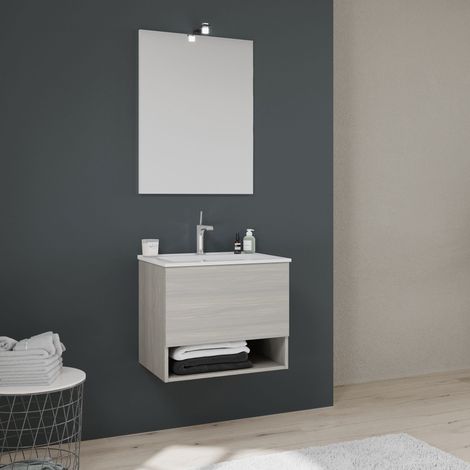 Mobile Lavabo Sospeso 60 Cm Grigio Chiaro Effetto Legno  Venezia