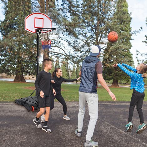Panier de basket portable avec roues et planche de 28 pouces pour enfants, jeunes, adultes et famille (1/4)