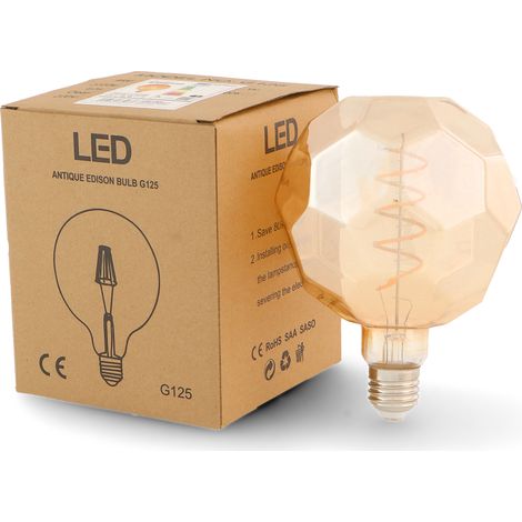 Ampoule LED à Filament Spiralé E27 G125 Boule 4W Ambre - Ledme - LM8573 (1/2)
