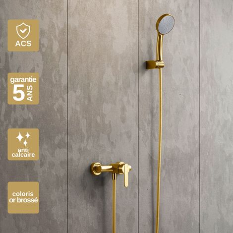 Mitigeur de douche anti-calcaire – Corps en laiton – Douchette carrée réglable – Débit 12 l/min – Installation rapide – Imex Products