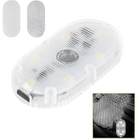Lot de 2 lampes LED intérieures pour voiture, 5 V, tactiles, sans fil, RGB 7 couleurs, réglables, rechargeables, via USB.