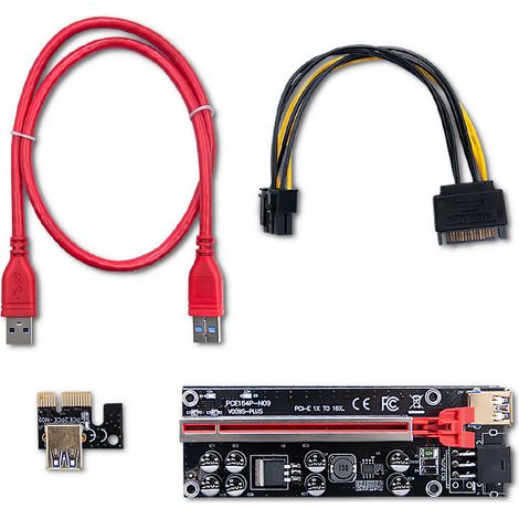 Qoltec Riser PCI-E 1x - 16x USB 3.0 ver. 009S Plus SATA / PCI-E 6 pin (1/5)