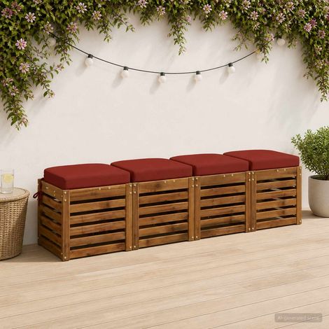 vidaXL Cojines de asiento de 4 piezas SOEST 4 pcs 100% Poliéster Rojo (1/5)