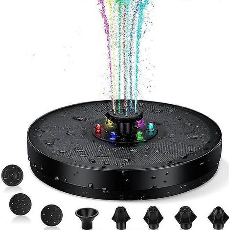 Fontaine à énergie solaire avec éclairage LED coloré, fontaine de jardin améliorée de 3 watts. (1/5)