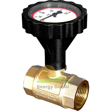Valvola a sfera per alte temperature con termometro ROSSO e valvola di non ritorno da 3/4" F, temperatura 0-120 oC (1/4)