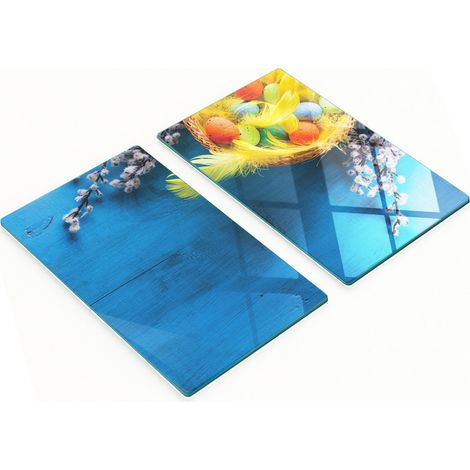 Tablas de cocina de vidrio templado con dise帽o de cesta de Pascua, 2 x 30 x 52 cm.