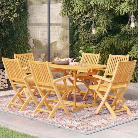 Ensemble à manger de jardin 7 pcs-Salon de jardin Bois de teck massif 590479 (1/5)