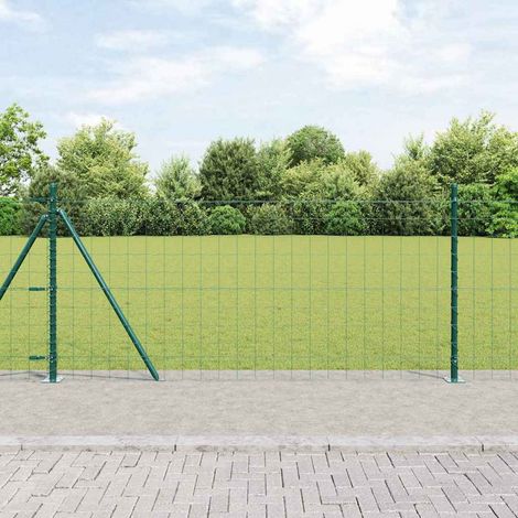 Zaun mit Pfosten Grün 0,8 x 10 m Stahl