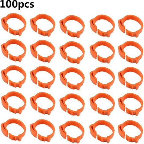 100 anillos para patas de aves, bandas para patas de pollo, bandas numeradas del 001 al 100, anillos ajustables para identificación de aves, pollos, patos y aves de corral (naranja, para interiores)