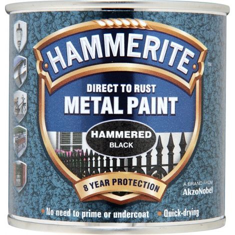 Hammerite Direct to Rust Metal Paint Hammered Black 250ml