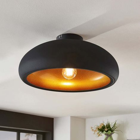 [NEUWERTIG] B-Ware Lindby Deckenlampe Gerwina LED Lampe Leuchte dimmbar schwarz gold Ø40cm 1x60W (1/2)