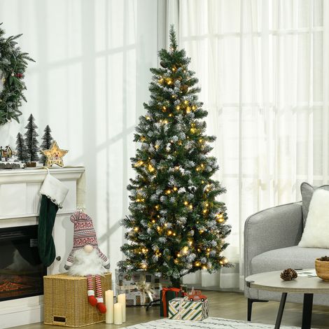 Albero di Natale artificiale con luci, 703 rami, 250 LED, 30 pigne, supporto pieghevole, 180 cm di altezza, 80 cm di diametro, verde