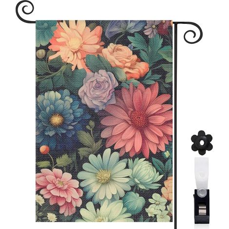 Drapeau de jardin Bienvenue en tissu résistant 45 x 30 cm vertical terrasse et balcon (1/5)