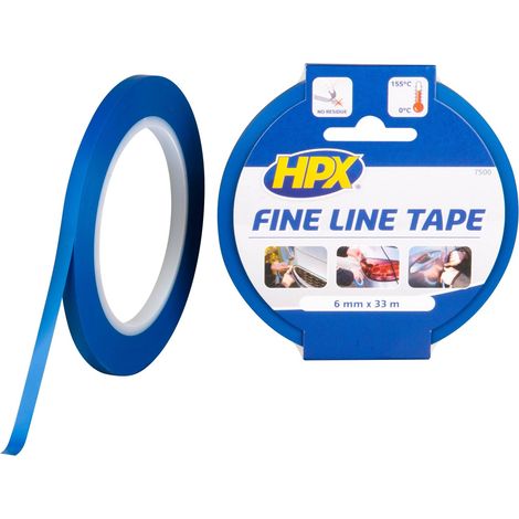 RUBAN ADHESIF LIGNE FINE BLEU 6MM X 33M HPX