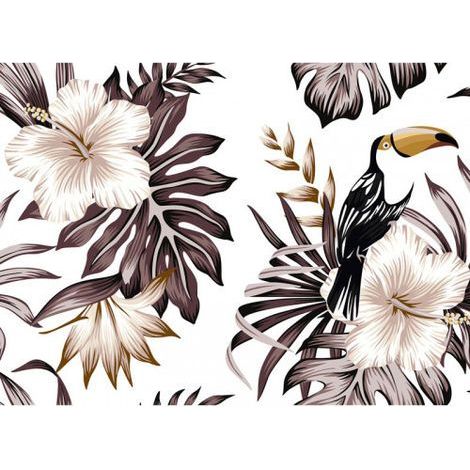 Papier peint panoramique floral original Tapisserie panoramique animaux pour salon Papier peint panoramique toucan pour chambre (1/4)