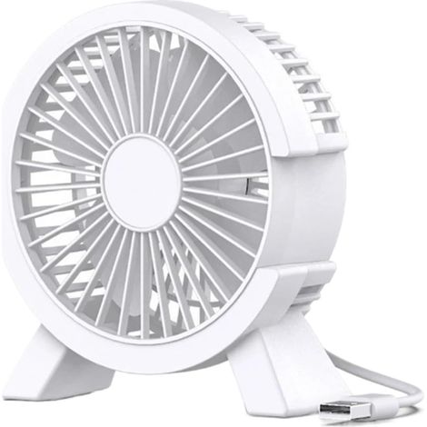 Mini ventilateur de bureau rechargeable par USB compact et portable — idéal pour les étudiants et les chambres d'étudiants (Blanc). (1/3)