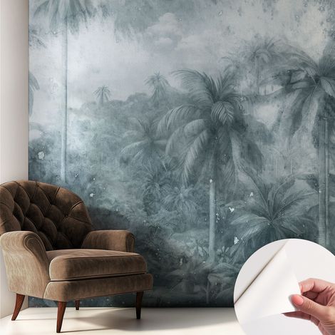 Papier peint autocollant adhésif décoratif avec motifs pour salon et chambre a motif Végétation tropicale 250x250 cm (1/5)