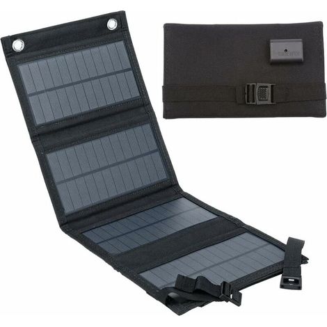 Panneau Solaire, 10W Chargeur Solaire Portable, Ports USB Panneau Solaire Étanche, Banque d'alimentation Solaire sans Fil pour Smartphones, Tablettes et Plus, Panneau Solaire Pliable (1/5)