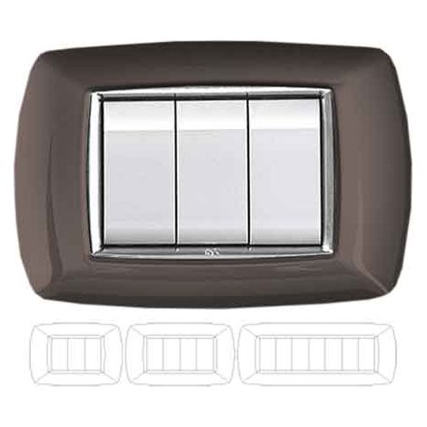 PLAQUE DE COUVRE-INTERRUPTEUR EN ALUMINIUM NOIR «MYLIFE» 4 modules