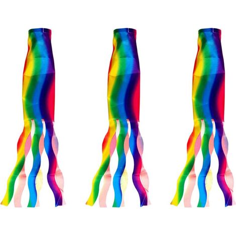 3x Regenbogen-Windfahnen, windfest, 70 cm