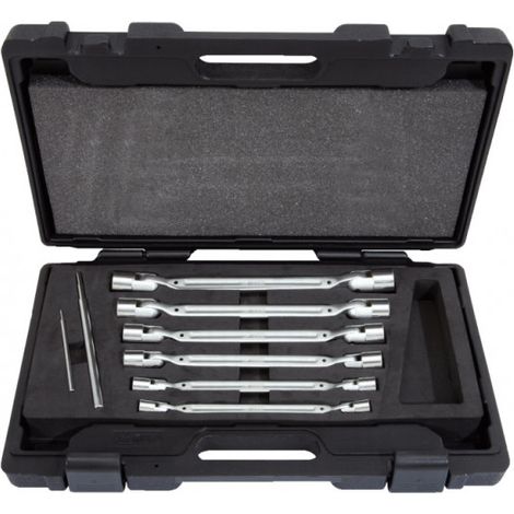 Kstools – Coffret de 6 clés à douilles articulées 12 pans – Chrome vanadium – Accès facile dans espaces restreints – Longueur totale 390mm