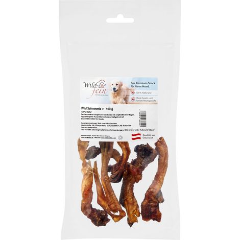Wild & Fein Sehnenmix Wild, 100 g - Fettarmer Kauartikel für Hunde