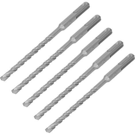 Lot de 5 forets à percussion pour marteau perforateur, longueur 160 mm, 2 goujures, à pointe carbure auto-centreuse, pour brique, pierre et béton, 7 mm/0,28 po (1/5)