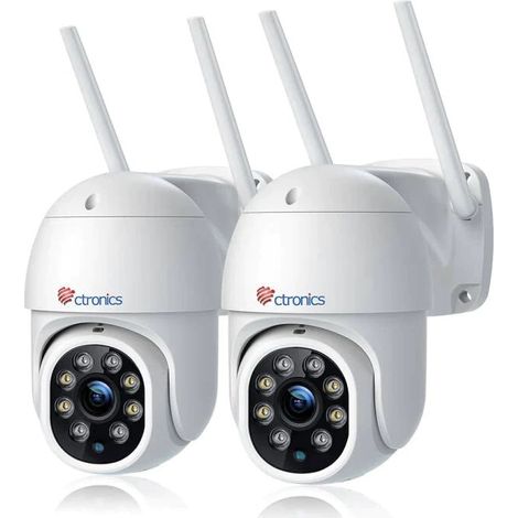 Lot de 2 caméras de surveillance WiFi extérieure 4MP – Vision nocturne couleur 30m – Détection humaine – Rotation 355°/90° – Étanchéité IP66 - PLUS 4 MP