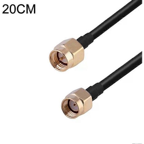 Câble adaptateur coaxial RP-SMA vers SMA mâle - 20 cm RG174, (1/3)