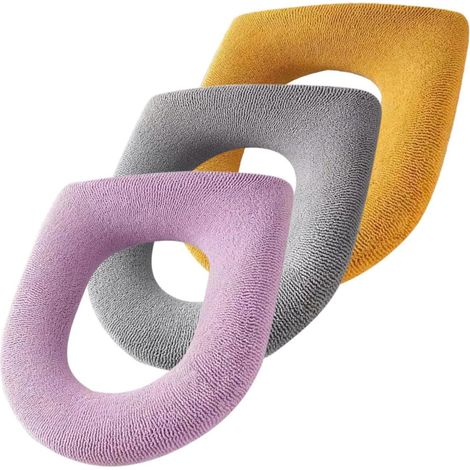 Lot de 3 Tapis de Toilette Réutilisables en Polyester, Housse de Siège de Toilette Lavable et Chaude, Coussin Confortable pour Abattant WC, Usage Familial et Voyage (1/5)