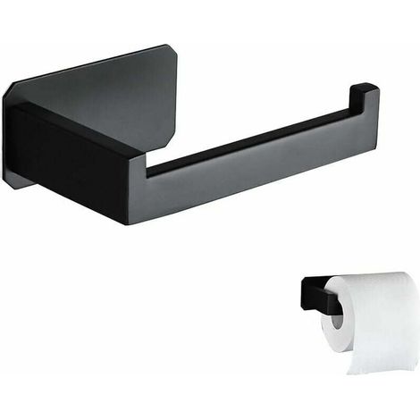 Porta carta igienica in acciaio inox originale da parete senza forare, porta carta igienica nero adesivo 3M per la decorazione del bagno, accessorio per WC da cucina (1/4)