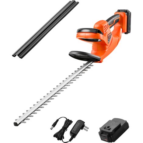 VEVOR Cortasetos Electrico, 1200 RPM Cortasetos Inalámbrico con Cuchilla de Doble Acción de 510 mm y Diseño Seguro, Batería de 20 V 2 A, para Ramas Bajas, Jardinería, Cuidado del Cesped del Patio