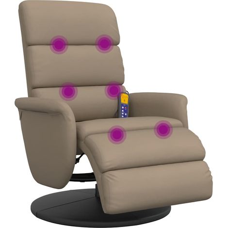 Poltrona Reclinabile Massaggi Poltrona Relax Poggiapiedi Cappuccino Similpelle (1/5)