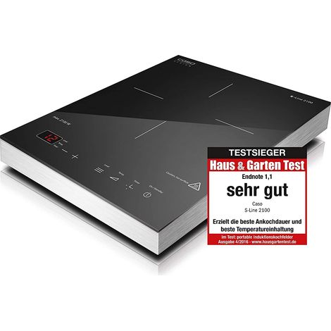 CASO S-Line 2100 Piastra riscaldante a induzione, SmartControl preciso 60-240 ° C, timer fino a 180 minuti, pentole fino a 24 cm, 2100 watt, vetroceramica acciaio inossidabile (1/4)