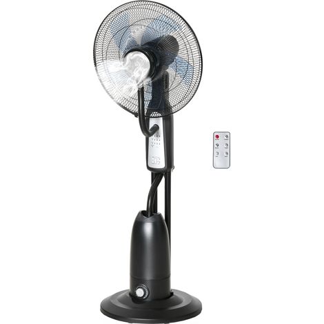 Ventilateur/humidificateur sur pied avec réservoir de 2,8 L, 3 modes, télécommande, portable, noir, Ø 44,5 x 120 cm